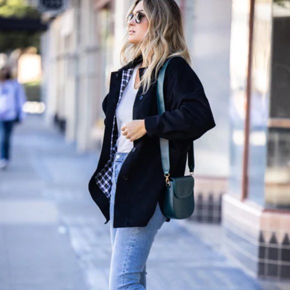 Plaid Lined Corduroy Shacket - BLACK / Large / NWOT - Picture 4 of 15